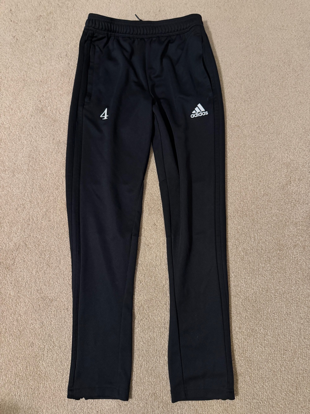 adidas Kids Black Athletic Joggers with White Logo